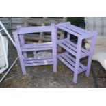 Two painted 3 tier stands, 34" high x 26" wide x 12" deep.