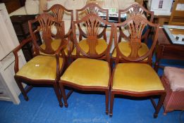 A set of six reproduction dining chairs including 2 carvers.