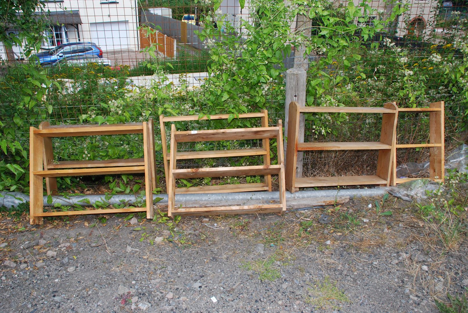 Six wall shelves 33" wide x 26" high and 16" x 26".