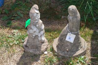 A concrete gnome and mermaid 14" tall.