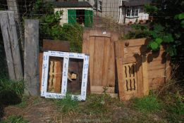 Small Pine Cupboard Doors, uPVC Window Casing and Two Slate Slabs.