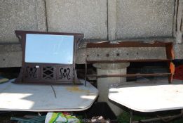 An overmantle mirror 37'' wide x 28'' high and shelf converted from a washstand upstand,