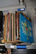 A box of records to include 'The Sound of Music'.