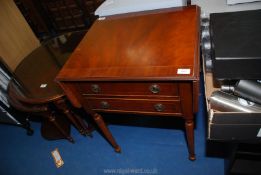 A Mahogany drop leaf occasional table with two drawers.