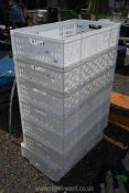 7 large white bread crates 18" x 6 1/2" x 30".