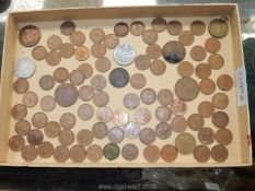 A quantity of coins, mostly decimal halfpennies, etc.
