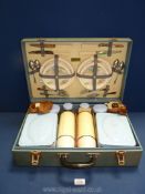 A complete Brexton picnic hamper in blue carrying case.