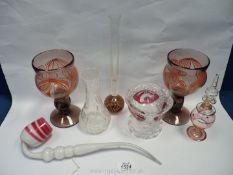 A quantity of miscellaneous glass including a cut glass vase, small glass pipe,