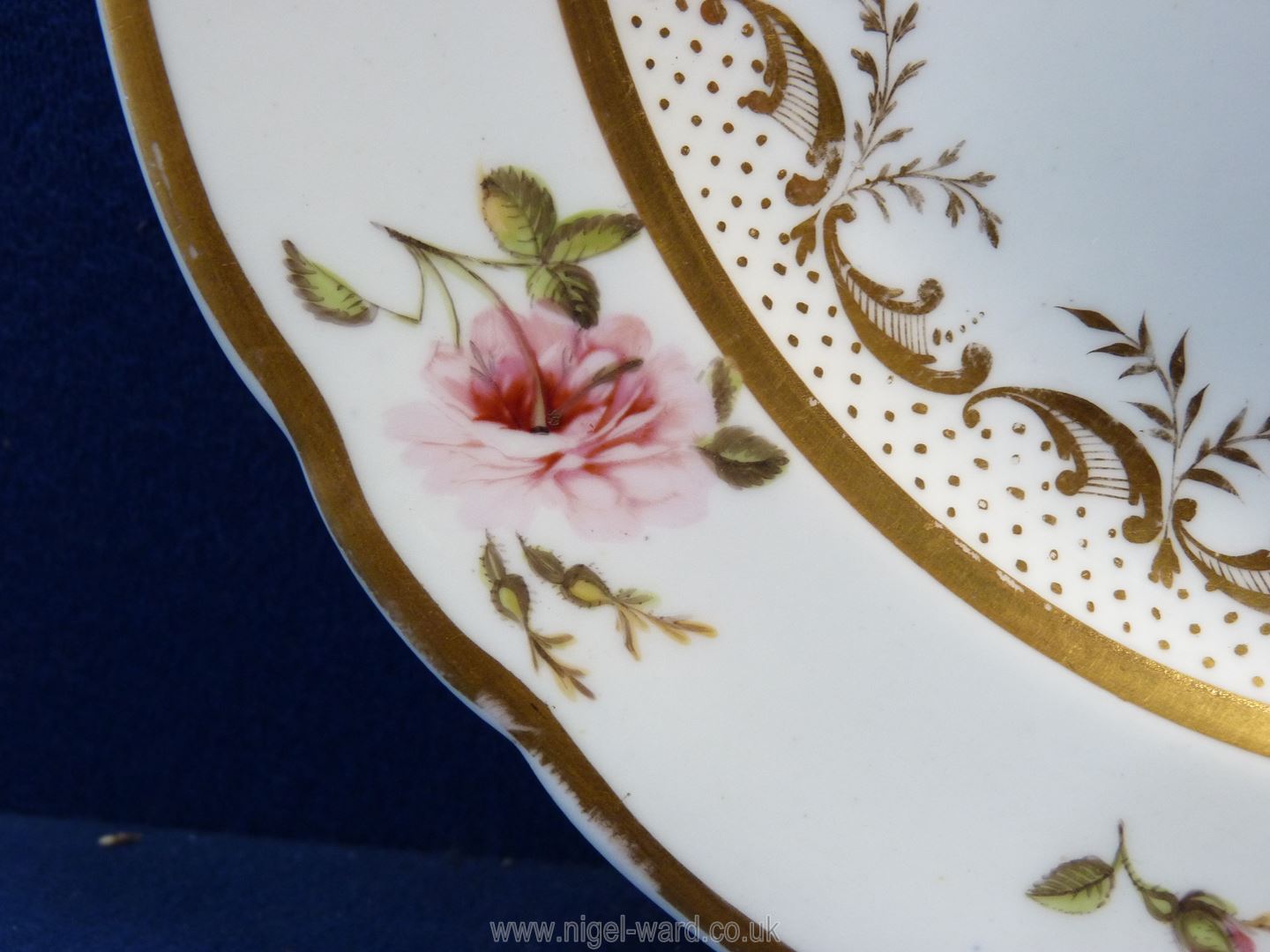A Swansea or Nantgarw porcelain plate, white ground with gold borders to the rim, - Image 3 of 6
