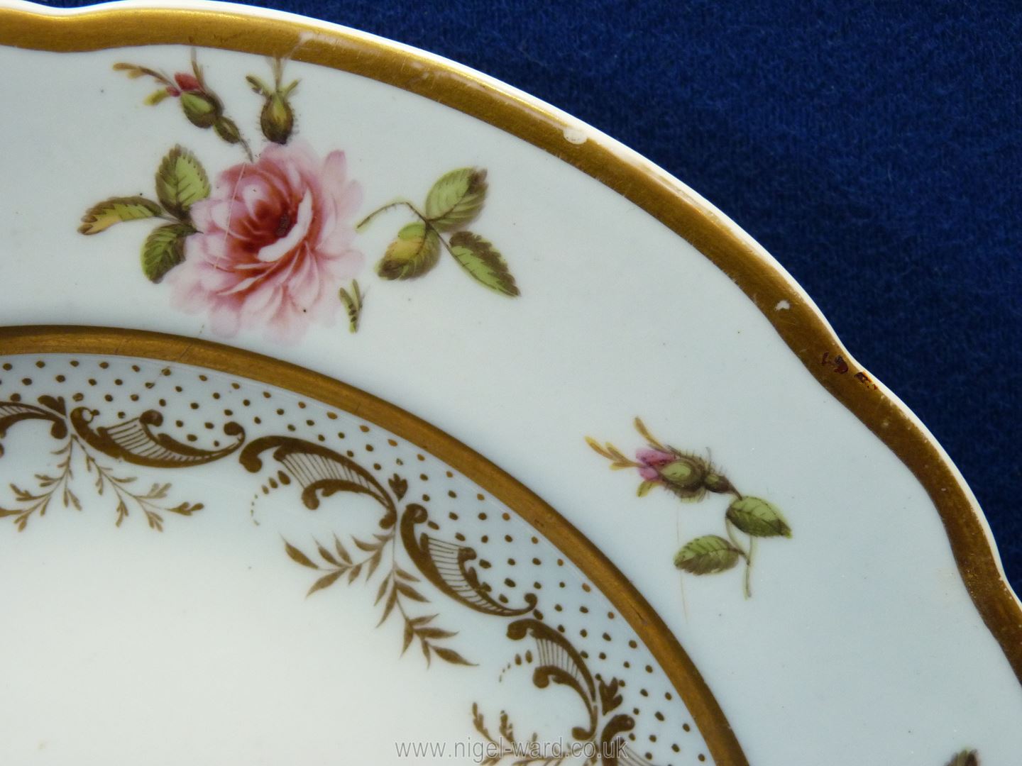 A Swansea or Nantgarw porcelain plate, white ground with gold borders to the rim, - Image 5 of 6