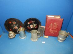 **A small quantity of miscellanea including two hand painted Pontypool Japanware plates,