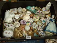 A quantity of trinket pots including Aynsley and Royal Worcester plus miniature teapots,
