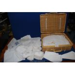 A quantity of vintage linen to include napkins, serviettes with crochet edging,