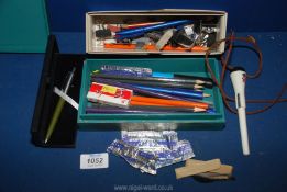 A small quantity of pens and pencils including Parker ballpoint, Robertson's pen, etc.
