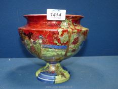 A Harley Jones Wiltonware Fairyland red lustre footed bowl,