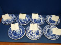 A set of twelve blue and white Wedgwood Queensware Limited Edition plates to include;