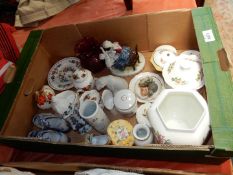 A quantity of small china items including Lladro polar bear, Aynsley trinket pots,