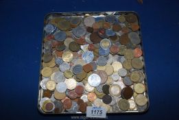 A quantity of foreign coinage from France, Italy, Canada etc, including an 1861 centesimi.