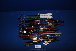 A quantity of as new, fountain and ballpoint pens including L'plume, etc plus two letter openers.