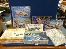 A quantity of aircraft construction kits to include Airfix Harrier GR3 and Cutty Sark ship in a