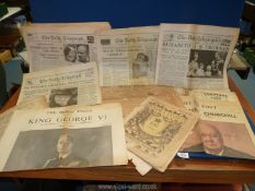 Some historic newspapers including; Treaty of Versailles, 1953 Coronation, etc.
