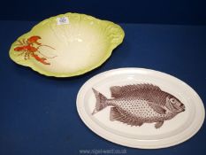 A Portmeirion 'Kingdom of the Sea' fish platter, 13" x 9" and a Carltonware salad platter,