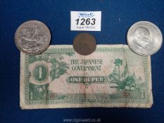 A 1935 George V crown and a 1965 Winston Churchill crown,