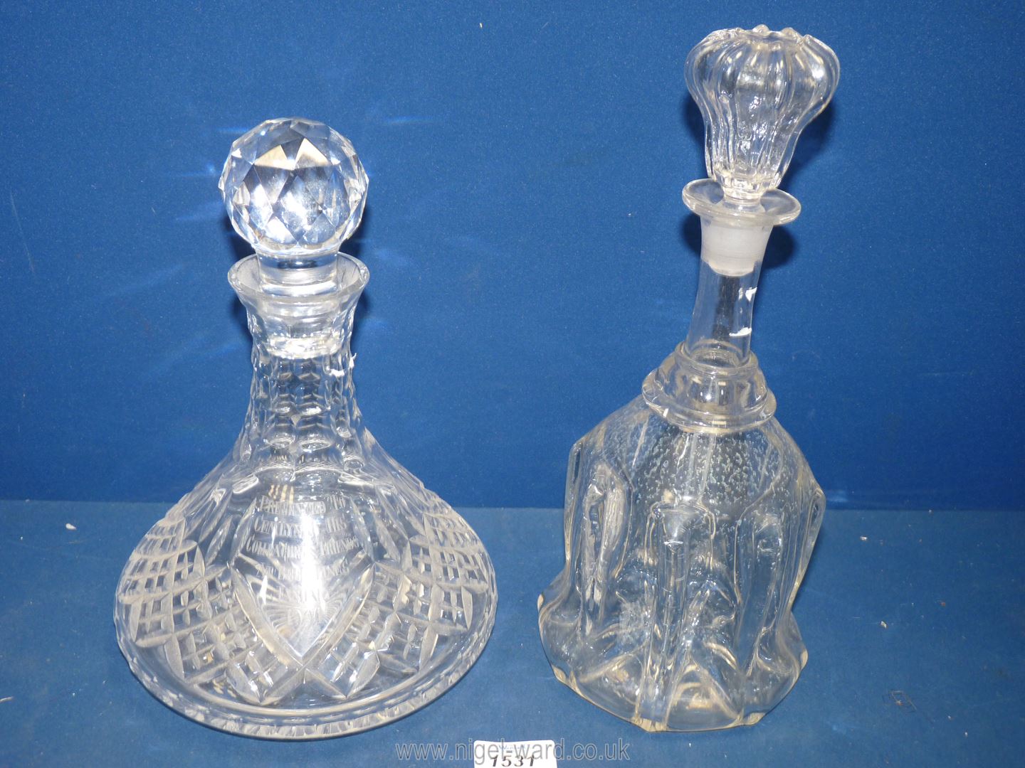 A ship's Decanter presented to 'Cemlyn' by friends and colleagues at Bell Lines January 1990, - Image 2 of 2