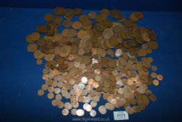 A good quantity of pennies together with half pennies, etc.