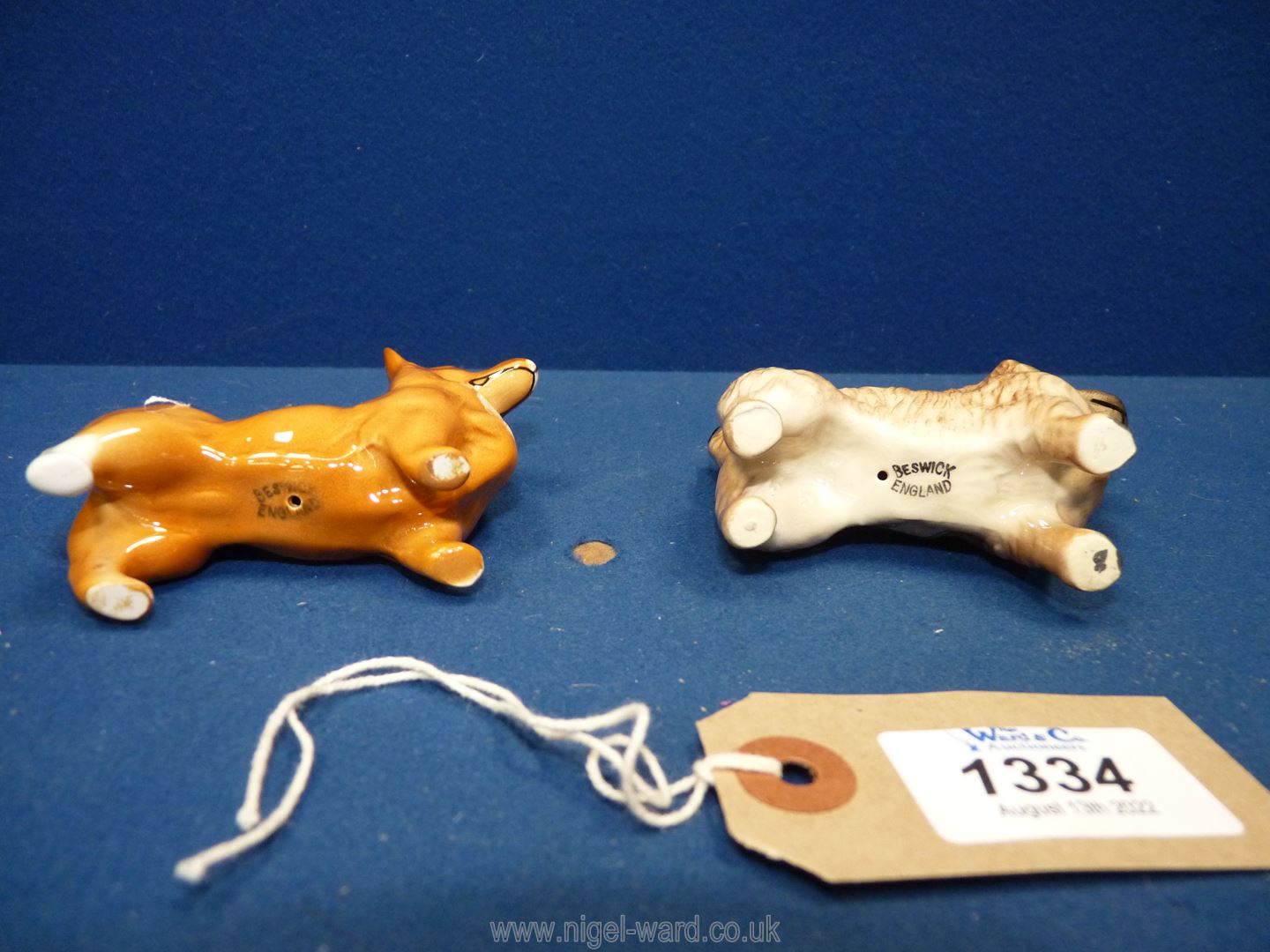 Two Beswick dogs including a white and tan Corgi 2⅔" tall and a Cairn terrier 2¾" tall. - Image 2 of 2