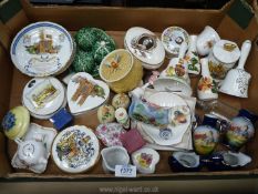 A large quantity of miscellaneous china including condiment set, china bells, honey pot,