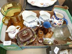 A quantity of china including 'Yuan' design, Coalport Mask Head, plus Ironstone jugs,