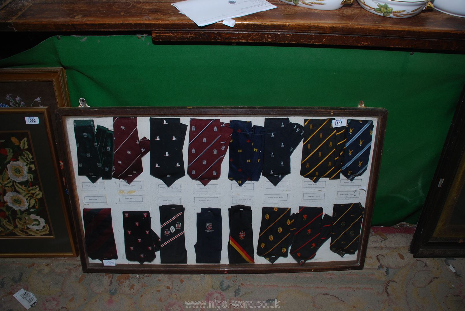 A Cased display of Welsh Rugby Club ties to include 13 ties mostly from the Swansea area and 3