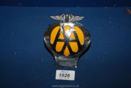 A 1940's AA badge, complete with fixing bracket.