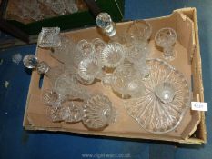 A quantity of glass including decanters, glasses, Edinburgh crystal tray (a/f),