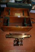 A Mahogany cased "Stanley of London" brass/bronze surveyors level, serial no.