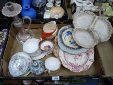 An Alfred Meakin platter, two Royal Crown Derby cups, Father Christmas Toby jug,