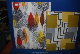 Two vintage textile panels on stretchers (24'' x 18'' and 20'' x 16'')