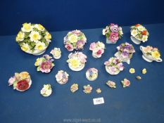 Six Aynsley floral posies, two Royal Albert floral ornaments,