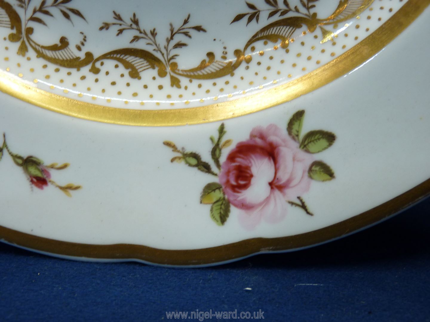 A Swansea or Nantgarw porcelain plate, white ground with gold borders to the rim, - Image 4 of 6