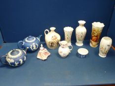 A quantity of china including two Wedgwood Jasperware teapots,