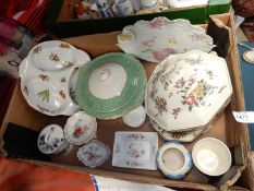 A quantity of china including Royal Doulton 'Old Leeds Spray' and Wedgwood 'Garden' lidded dishes,
