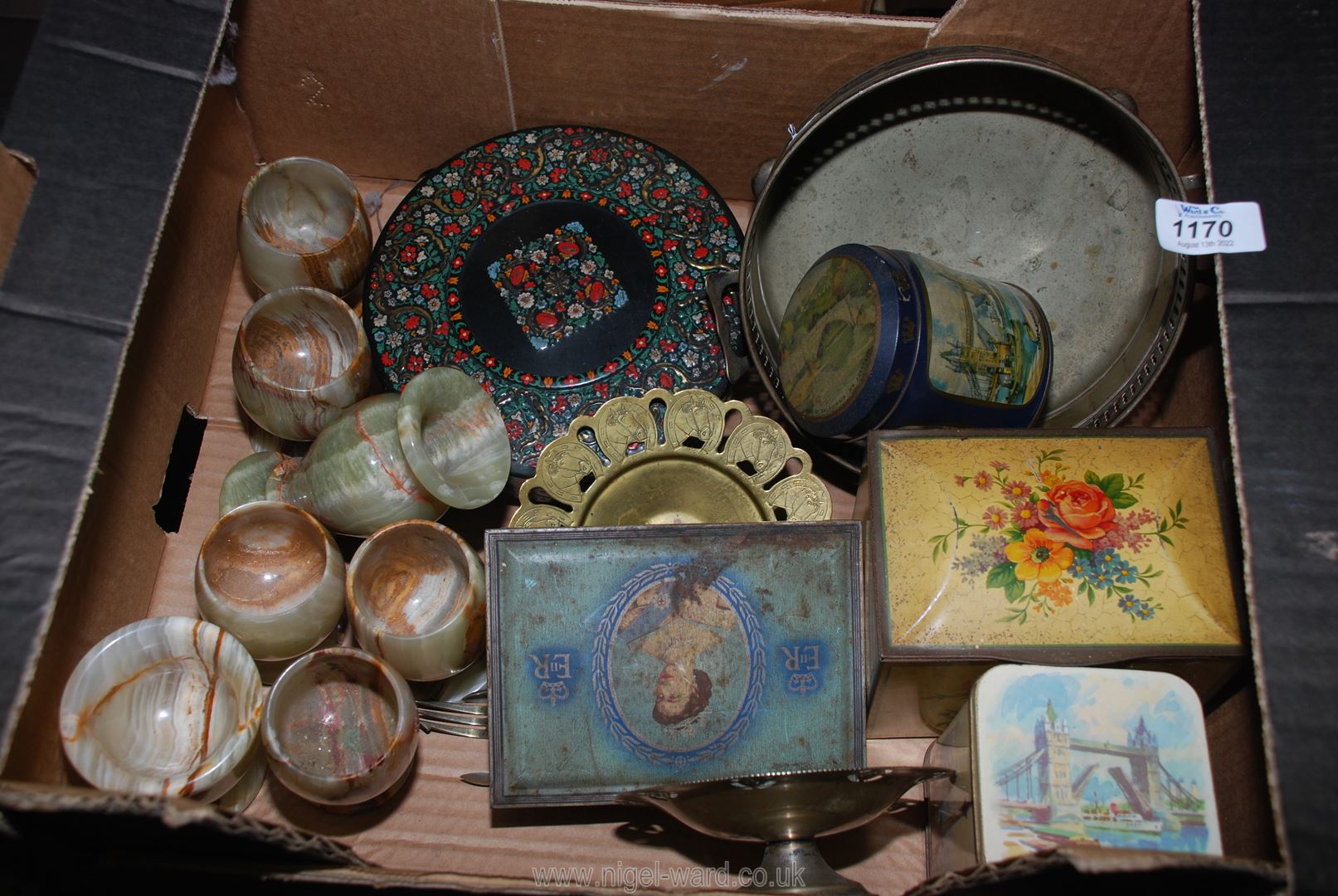 A quantity of miscellanea including vintage tins, W.D. & H.G.