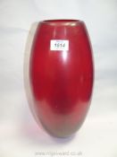 A large Arcade Murano red glass vase, signed to base, 15" tall.
