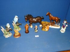 A quantity of animal figures including Leonardo Collection 'Blue tit' and 'Kingfisher',
