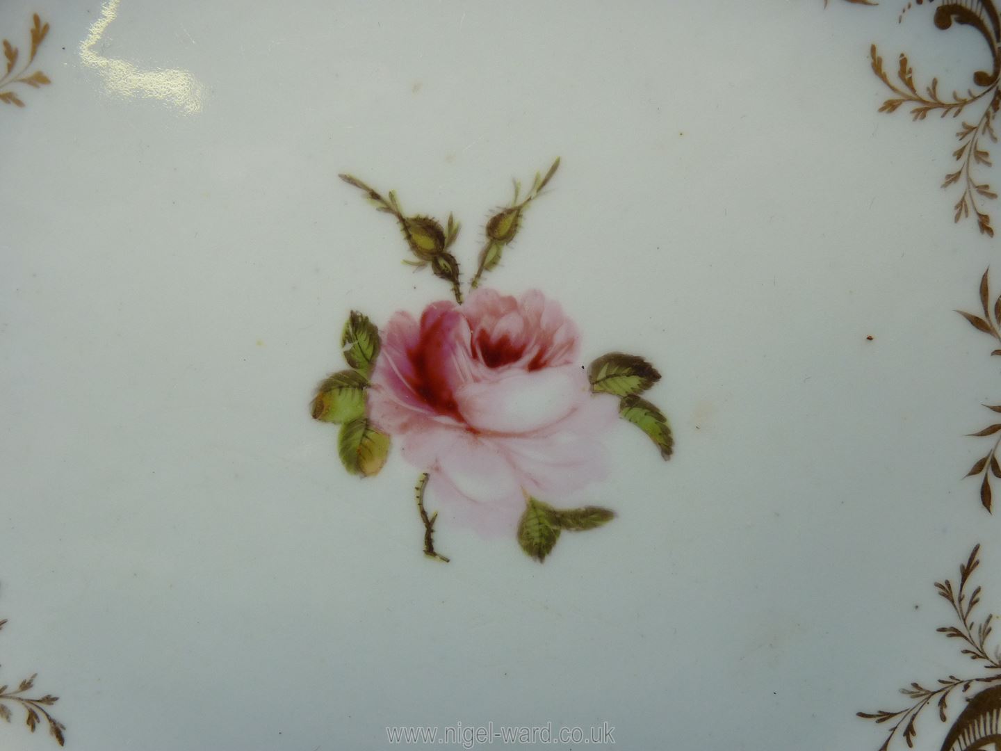 A Swansea or Nantgarw porcelain plate, white ground with gold borders to the rim, - Image 2 of 6