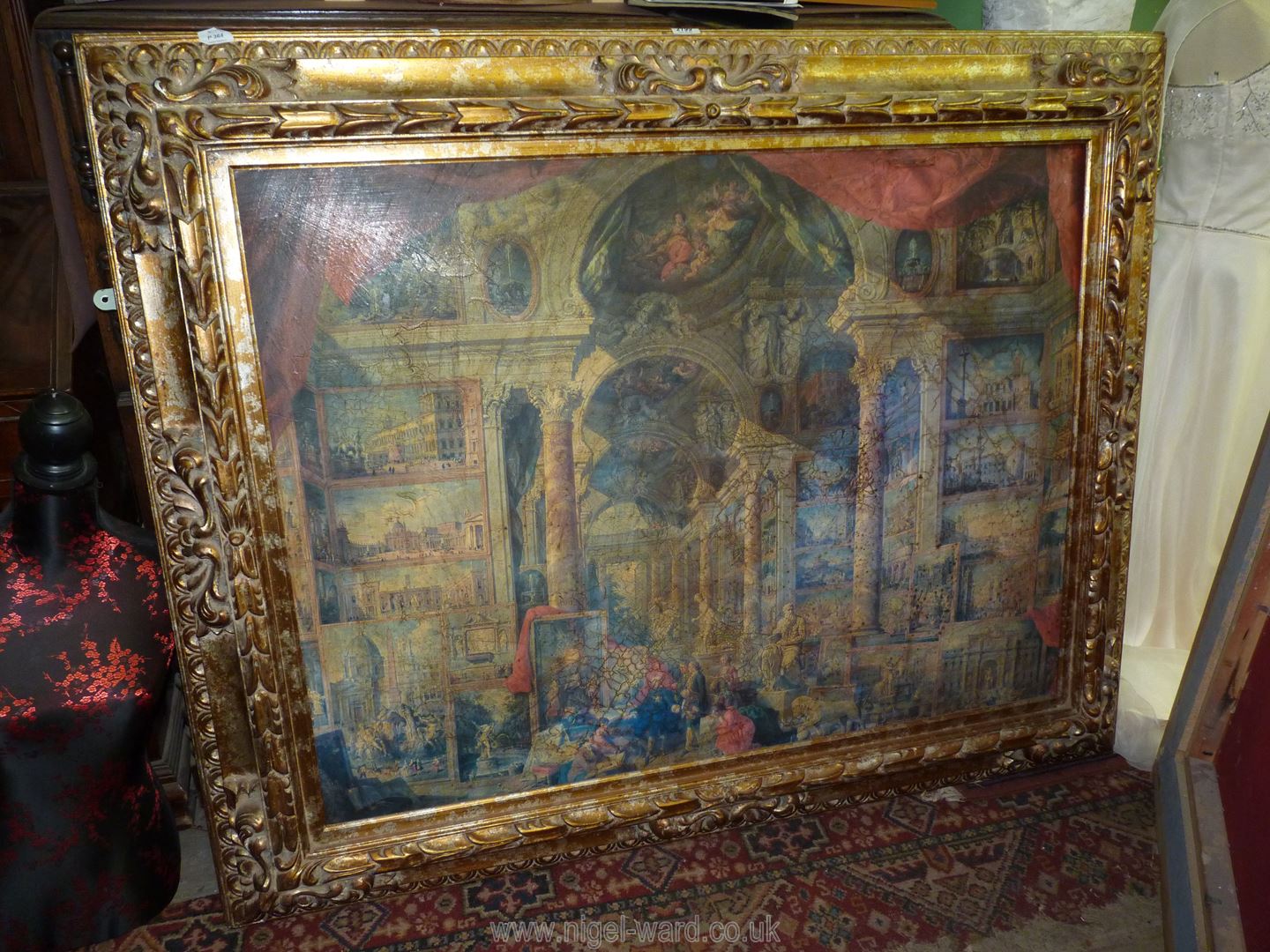 A very large ornate gilt framed Print on board by Giovanni Paola Panini titled 'Modern Rome', - Image 3 of 12