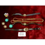 A small quantity of jewellery including clip-on earrings, Corvette watch, Timex,