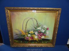 An ornate framed Oil on canvas depicting a basket of flowers, signed lower right Vergara,