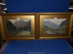 A pair of framed and mounted A. DeBreanski Jnr prints depicting Highland scenes. 24" x 18 3/4".